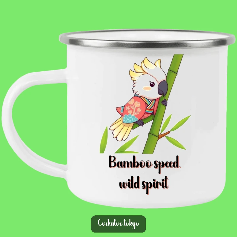Funny Kawaii Cockatoo Bamboo Slide Camping Mug: Outdoor Hilarious Bird Gift