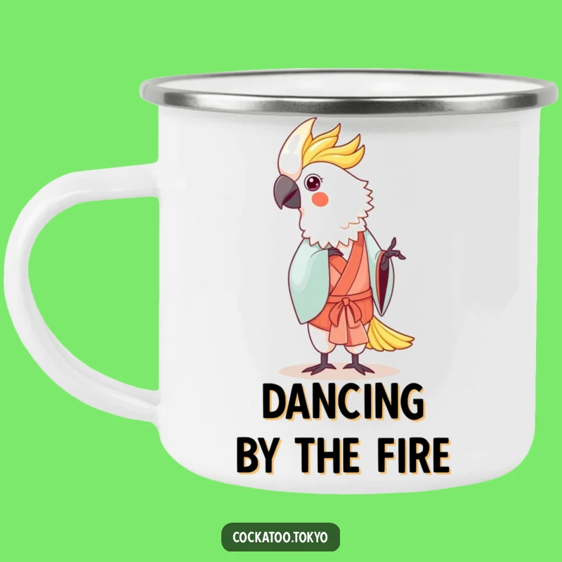 Funny Kawaii Cockatoo Dance Camping Mug: Traditional Outdoor Grace