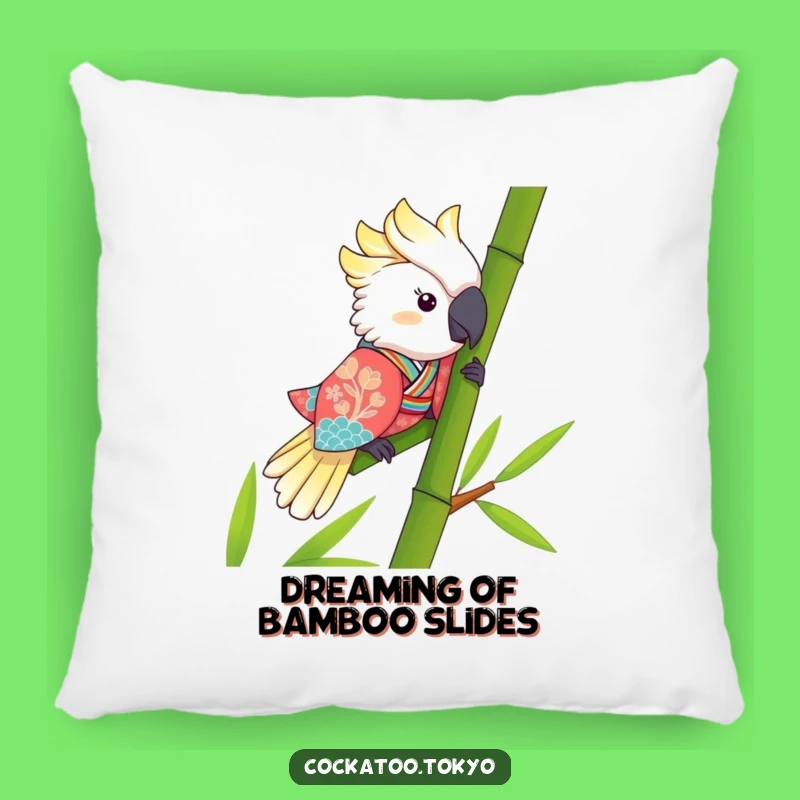 Funny Kawaii Cockatoo Bamboo Slide Pillow: Cozy & Hilarious Bird Decor