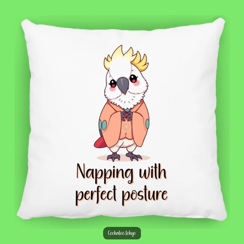 Funny Kawaii Cockatoo Pillow: Elegant Kimono Bow, Cozy & Polite Bird Accent, Perfect Funny Gift
