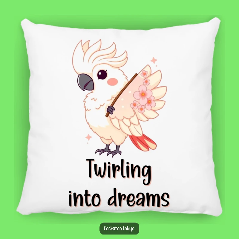 Funny Kawaii Cockatoo Fan Twirl Pillow: Cozy & Elegant Bird Decor