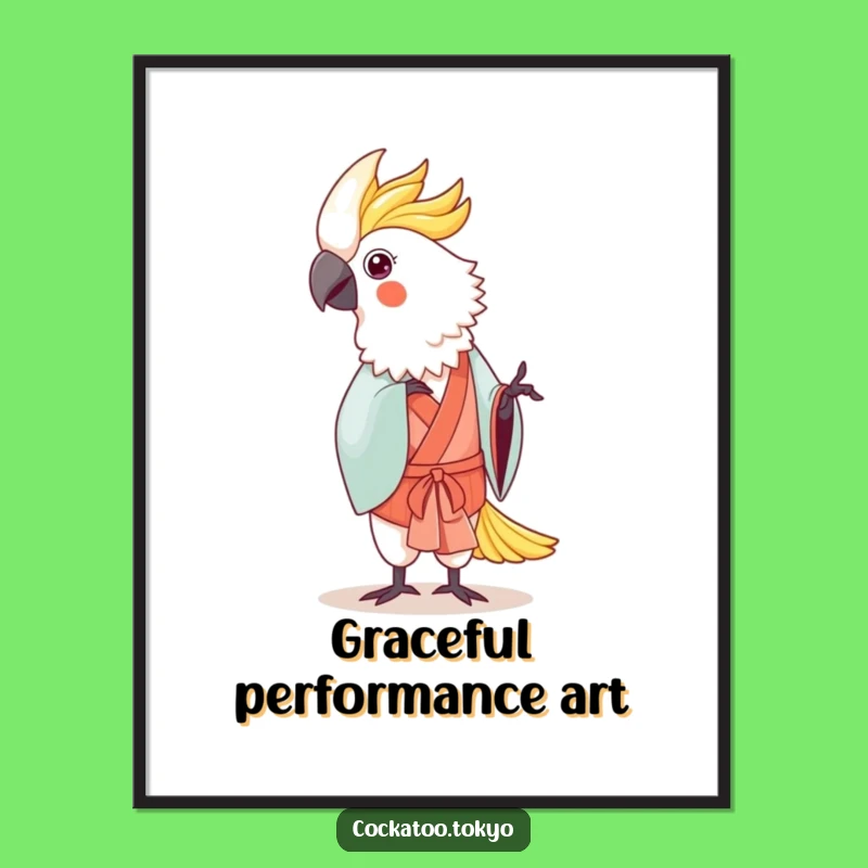 Funny Kawaii Cockatoo Dance Digital Art: Elegant Traditional Download