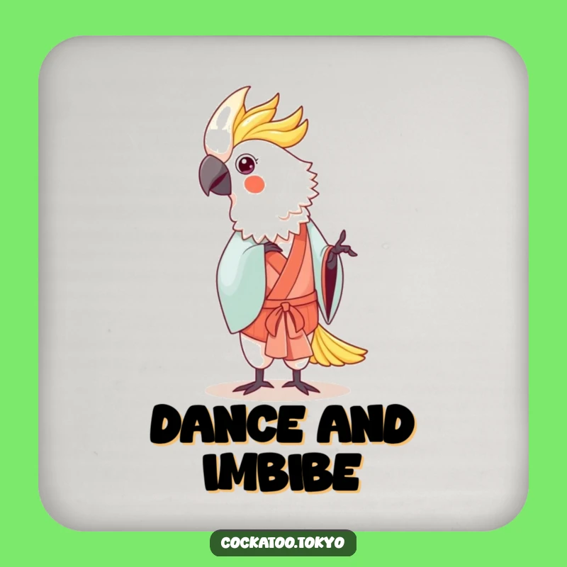 Funny Kawaii Cockatoo Dance Drink Coaster: Elegant Traditional Protection
