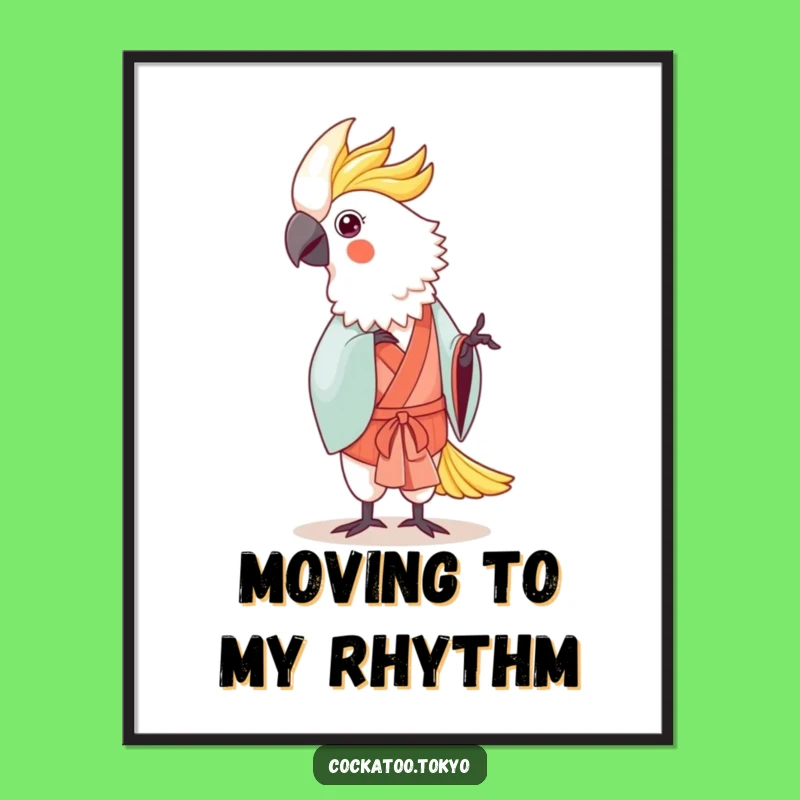 Funny Kawaii Cockatoo Dance Poster: Elegant Traditional Wall Art