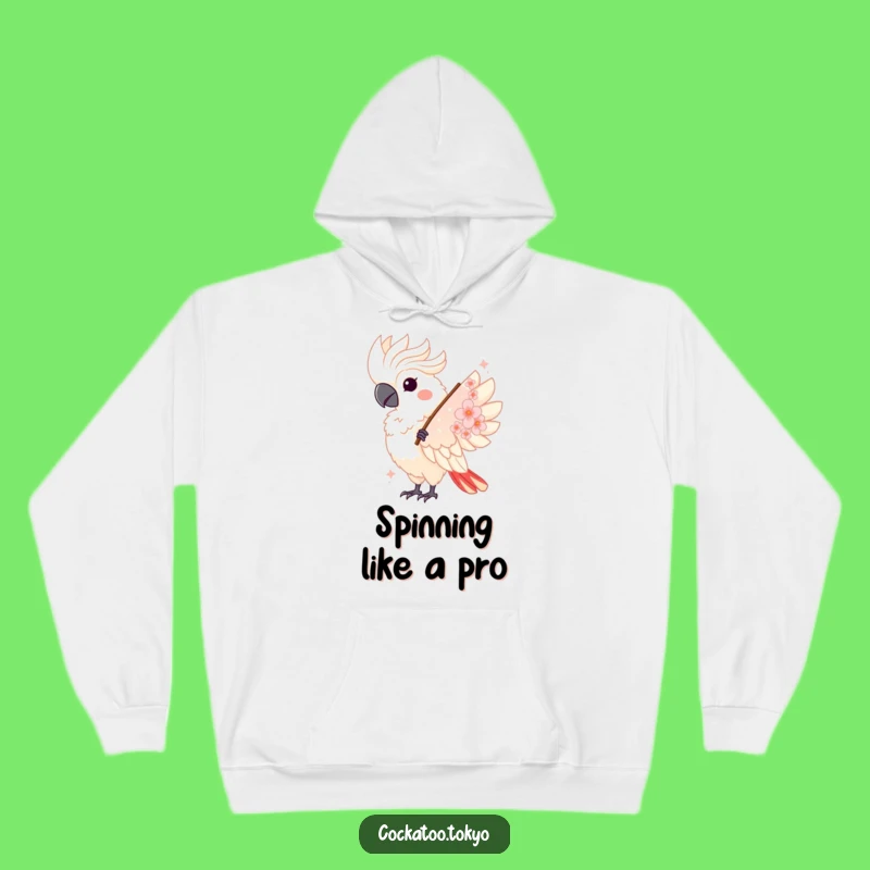 Funny Kawaii Cockatoo Fan Twirl Hoodie: Cozy & Elegant Bird Gift
