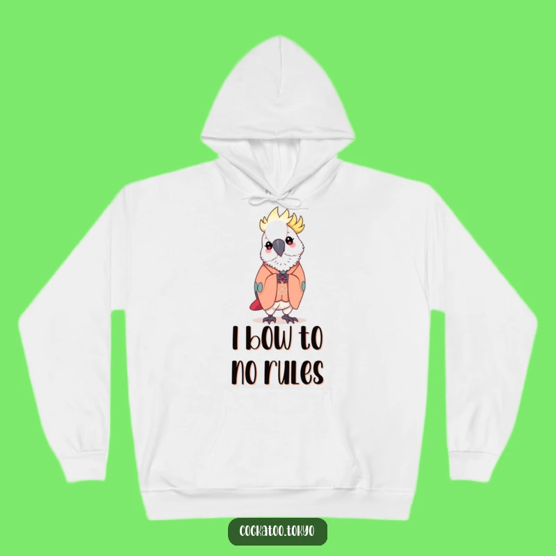 Funny Kawaii Cockatoo Hoodie: Elegant Kimono Bow, Cozy & Polite Bird Apparel, Perfect Funny Gift