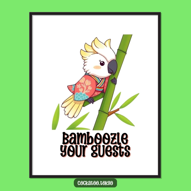 Funny Free Printable Wall Art: Kawaii Cockatoo Slide - Hilarious Downloadable Decor!