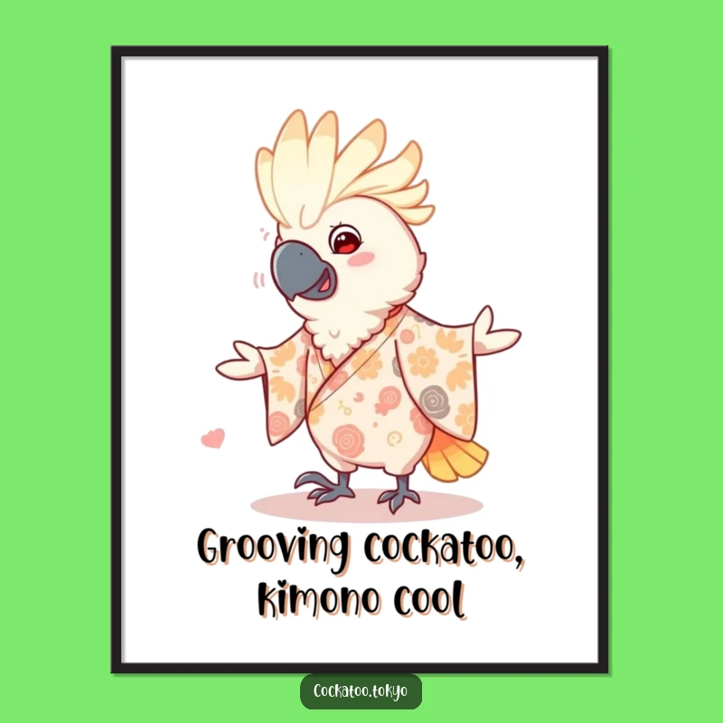 Free Printable Wall Art: Dancing Cockatoo Kimono Decor