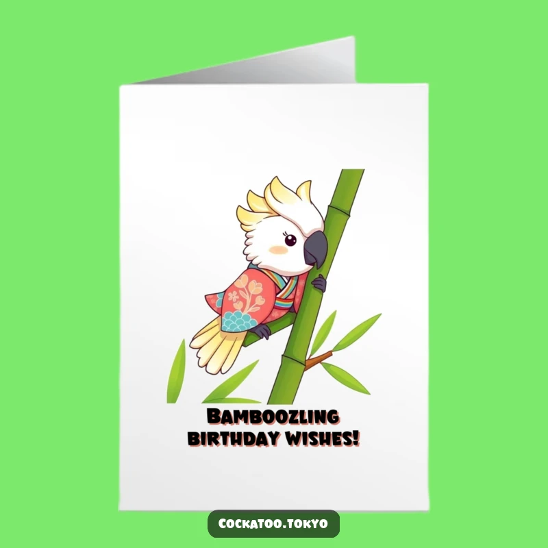Funny Free Printable Birthday Card: Kawaii Cockatoo Slide - Hilarious Downloadable Gift!
