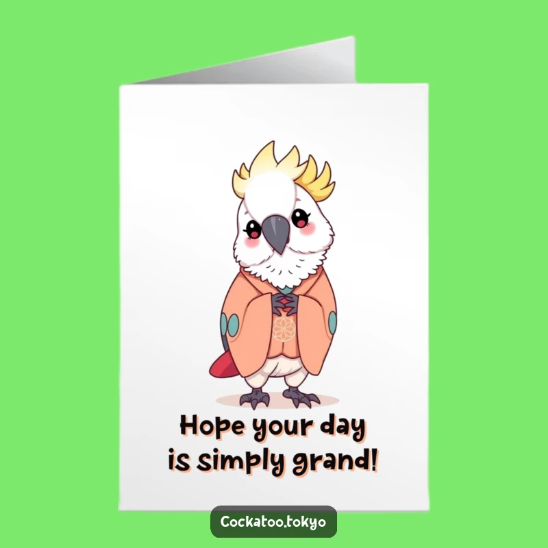 Free Printable Birthday Card: Elegant Cockatoo Kimono Bow