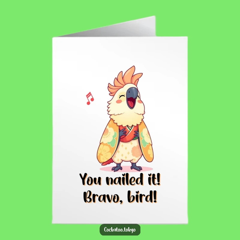 Free Printable Congrats Card: Happy Cockatoo Kimono Celebration