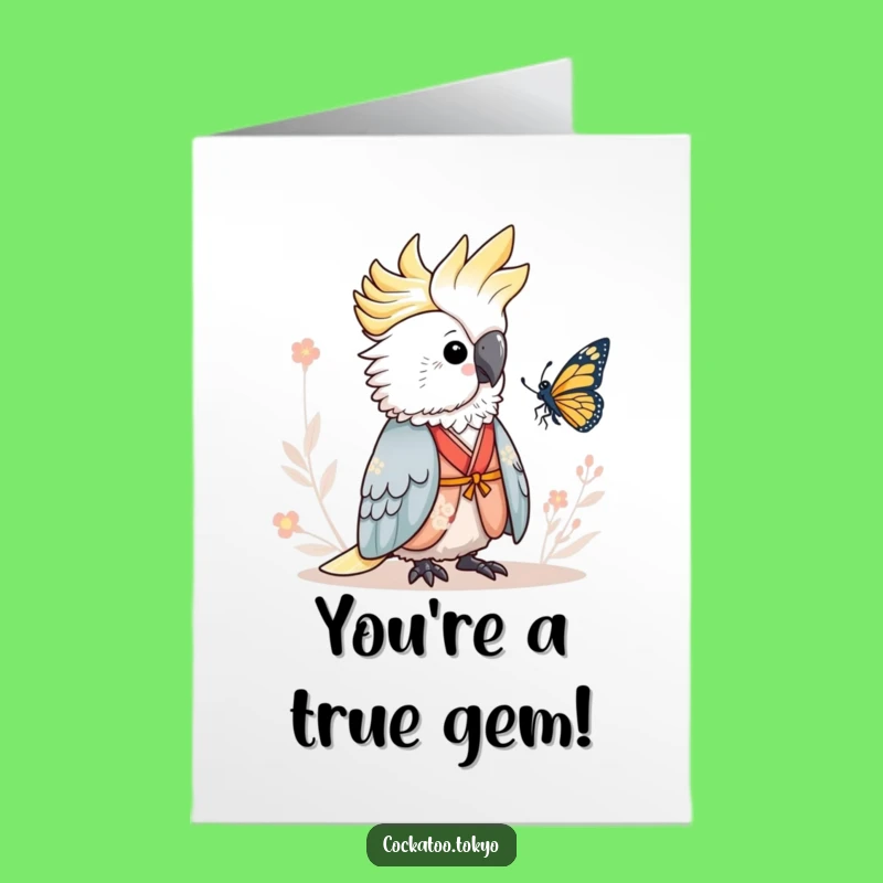 Free Printable Congrats Card: Serene Cockatoo Kimono Wonder