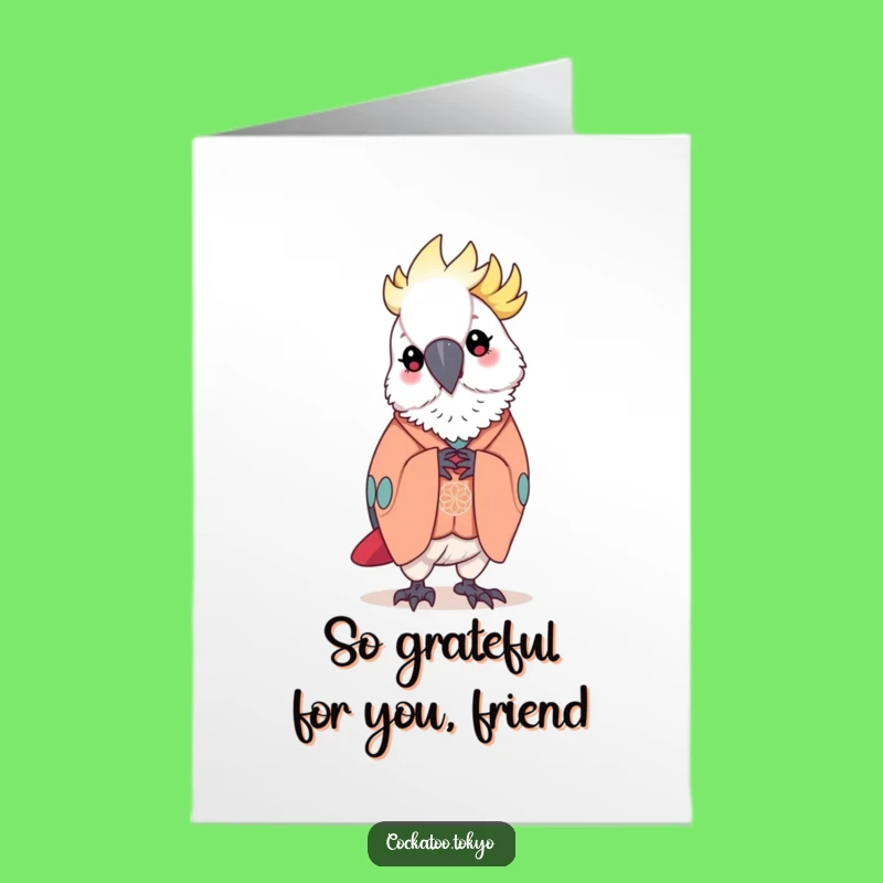 Free Printable Thank You Card: Bowing Cockatoo Kimono Grace