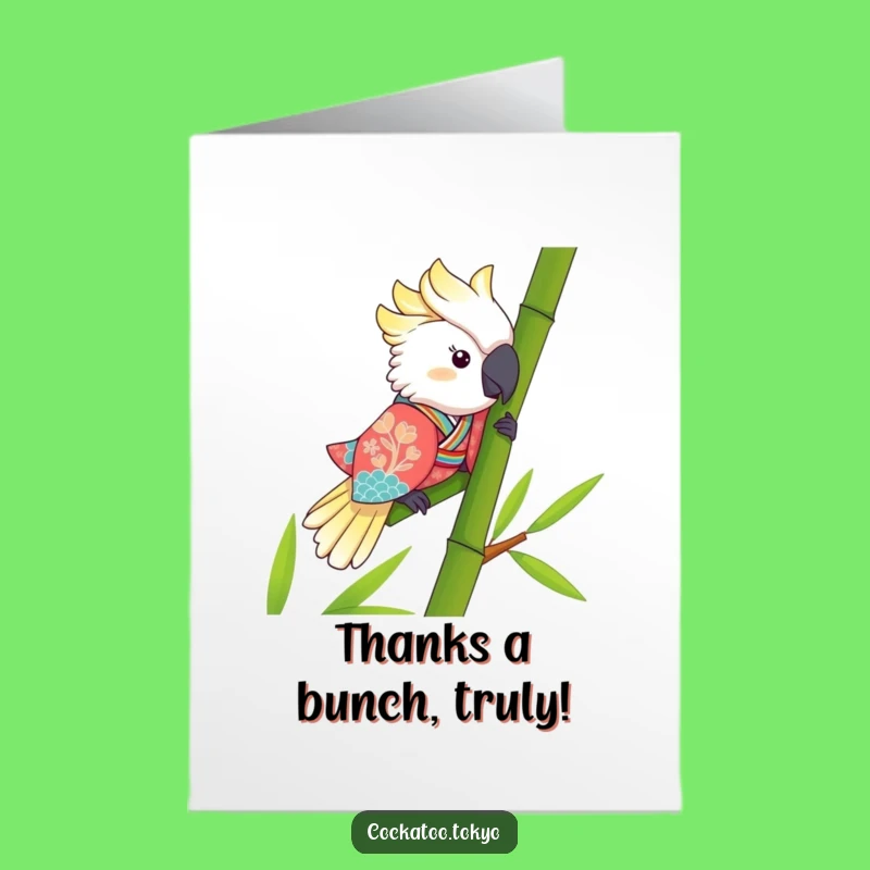 Funny Free Printable Thank You Card: Kawaii Cockatoo Slide - Express Gratitude Hilariously!