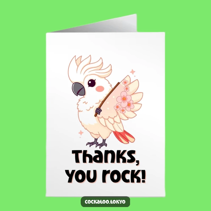 Funny Free Printable Thank You Card: Twirling Cockatoo Fan - Hilarious Gratitude!