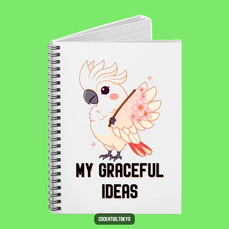 Funny Kawaii Cockatoo Fan Twirl Notebook: Elegant Journal for Ideas