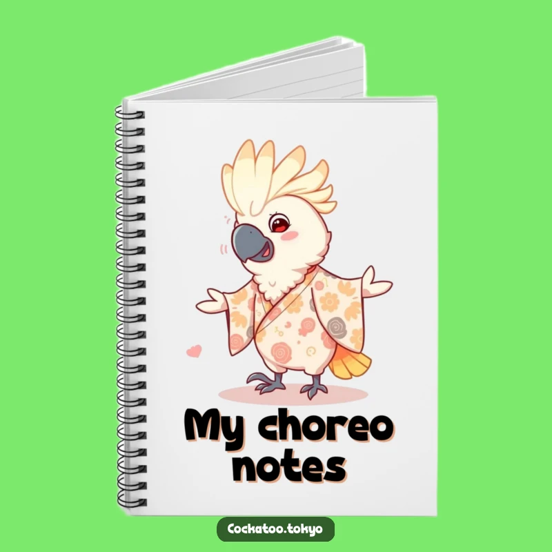 Funny Dancing Cockatoo Notebook: Patterned Kimono Style, Playful Bird Journal, Perfect Funny Gift