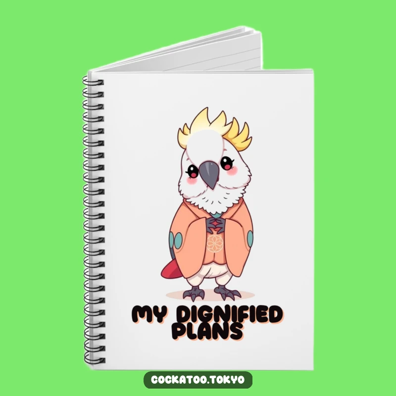 Funny Kawaii Cockatoo Notebook: Elegant Kimono Bow, Polite Bird Journal, Perfect Funny Gift