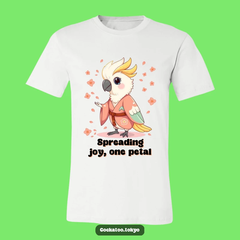 Funny Charming Cockatoo T-Shirt: Flowing Kimono Petals, Whimsical Bird Tee, Perfect Funny Gift