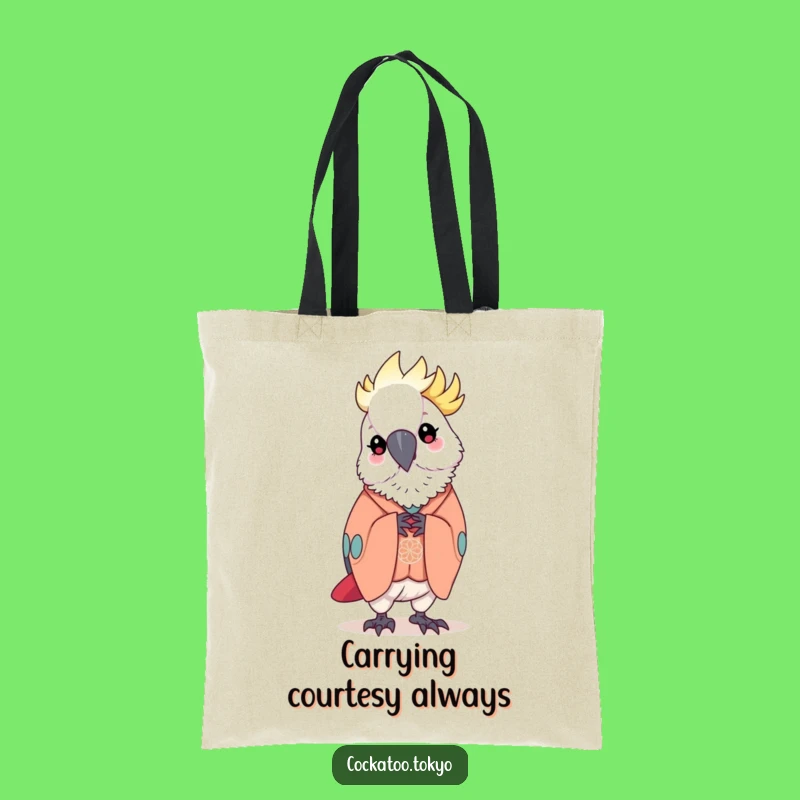 Funny Kawaii Cockatoo Tote Bag: Elegant Kimono Bow, Stylish & Polite Bird Accessory, Perfect Funny Gift